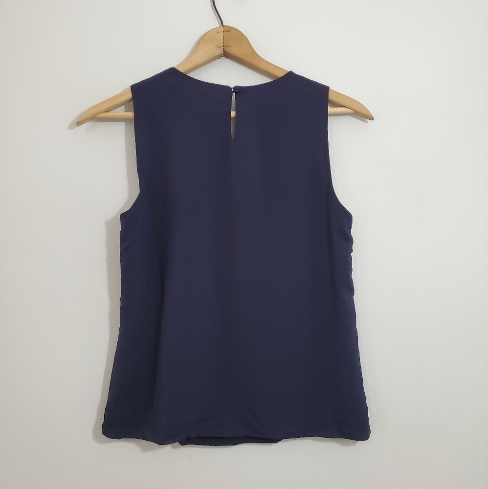 J. Crew Navy Blue Rhinestone Accented Top - Picture 2 of 3